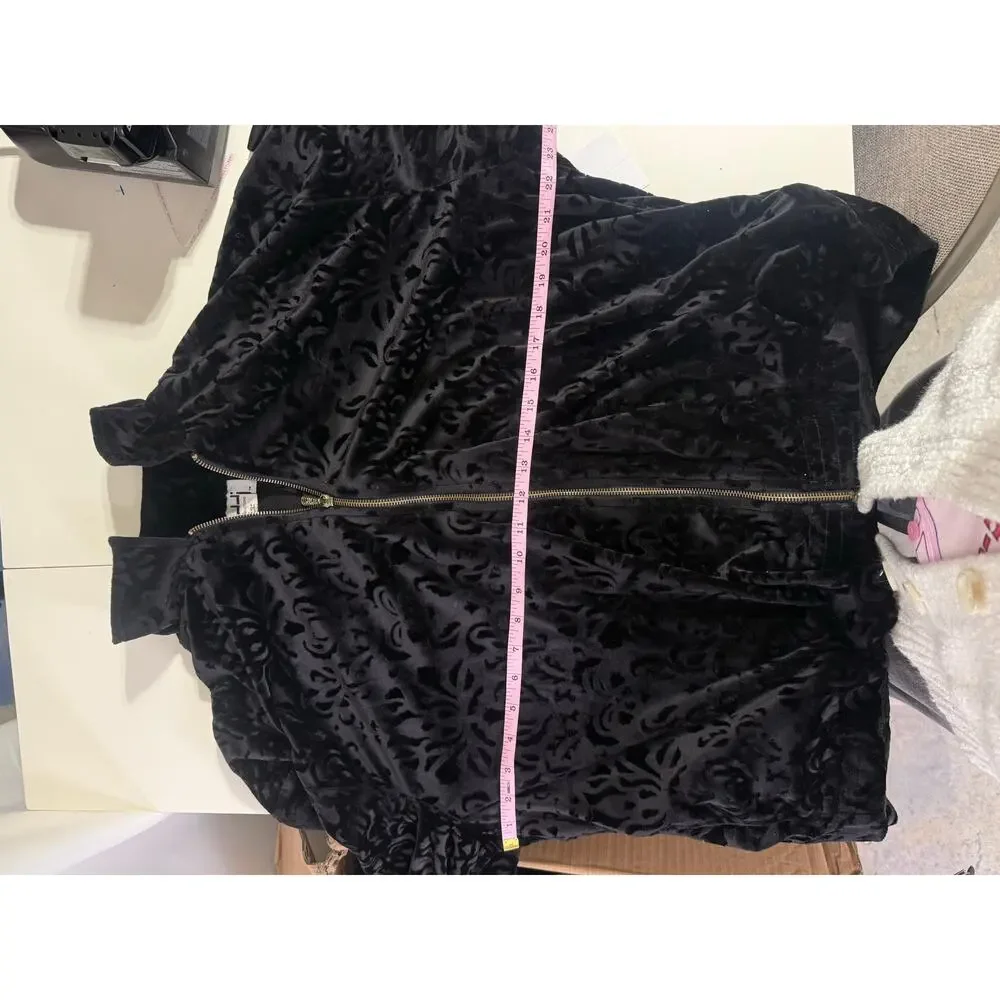 Vintage Teddi‎ XL Velvet Patterned Light Zip-up Jacket Dark Romantic Vamp Gothic